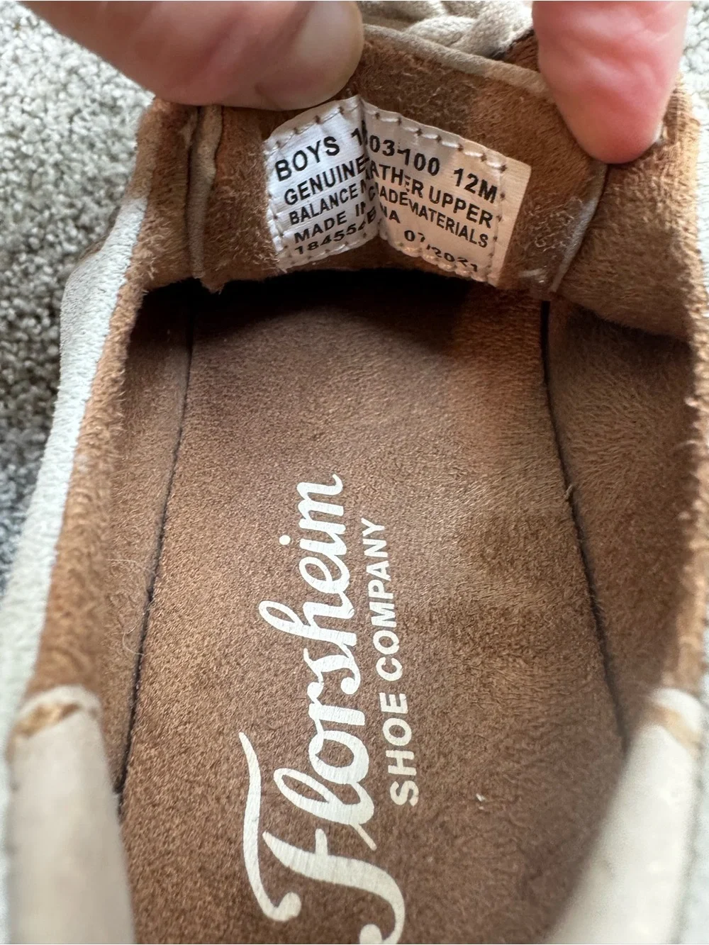 Florsheim Kids white/grey leather suede Lace-Up Dress Shoes